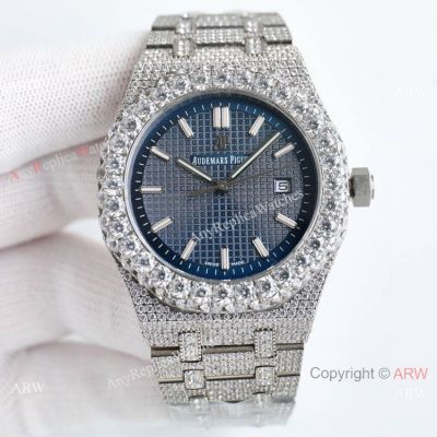 Luxury Copy Audemars Piguet R.O. Diamond Pave Auto watch 15500st Blue Dial